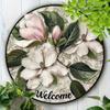 Retro Magnolia Metal Wall Sign Welcome Home Decor