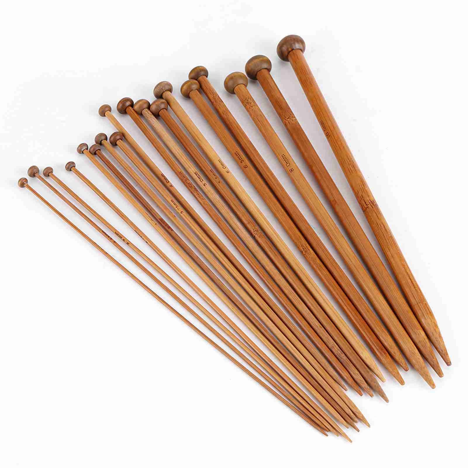 

Bamboo Knitting Needles Set, Single Pointed Carbonized Knitting Needle 18 Sizes (2mm to 10mm)