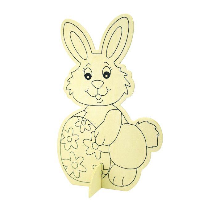 Lapin en bois prédessiné sur socle 22 x 14,5 cm