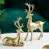 2Pcs Christmas Reindeer Figurines Decorations Resin Sitting & Standing Deer Statues Elk Figurine for Home Table Decor Wine Cabinet (Gold)