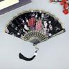 1Pc Flower Pattern Elegant & Luxurious Folding Fan Vintage Dance Fan Fashion Chinese Style Hand Held Stamping Design