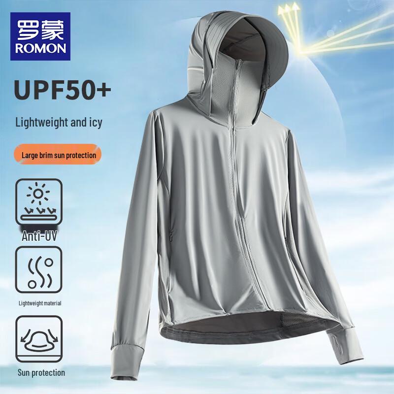 ROMON Men s UPF50+ Ice Silk Hooded Sun Protection Jacket 5XL