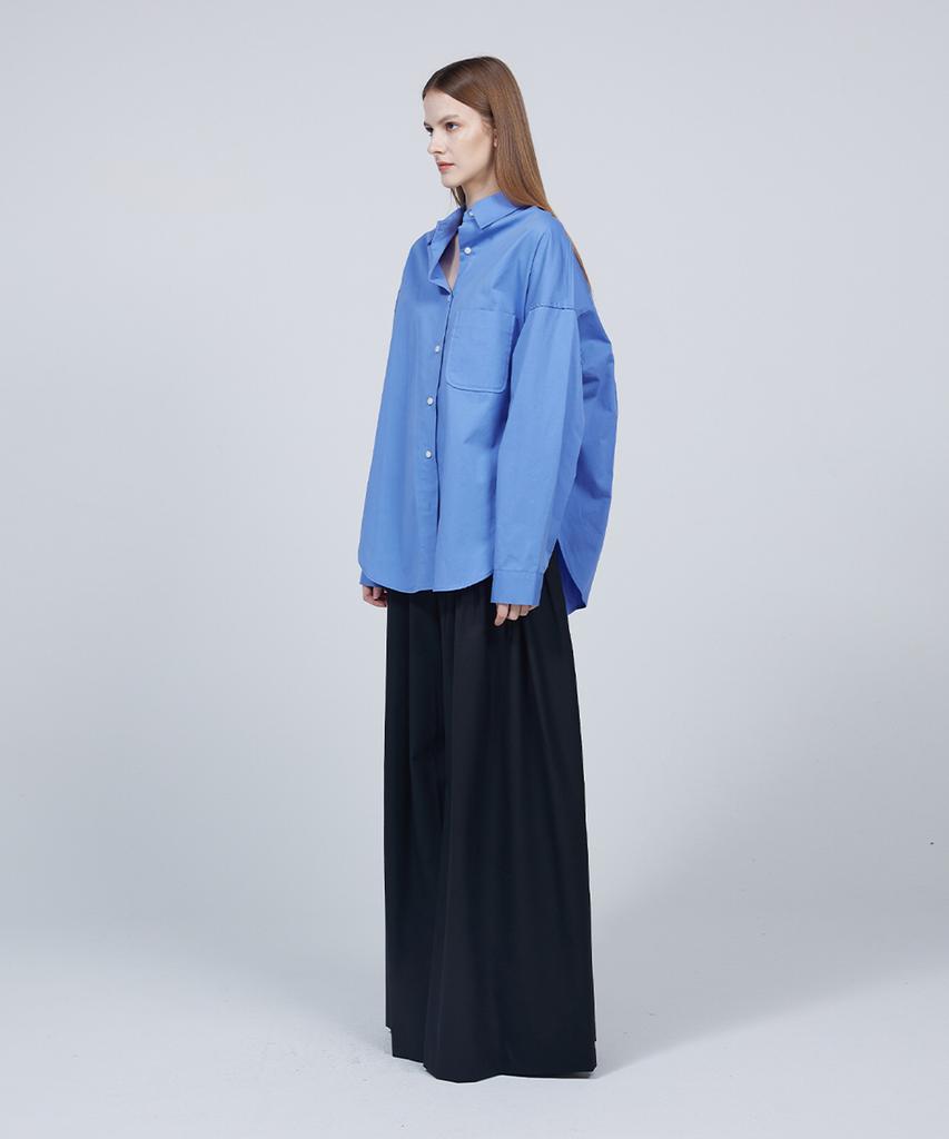Meuameu Signature Unbalance Pin Tuck Flare Slacks