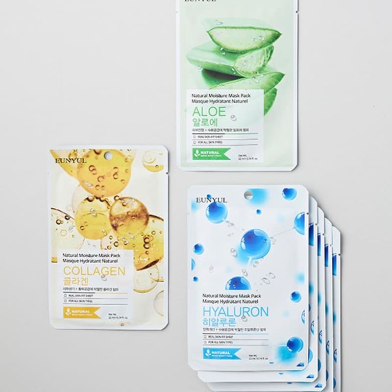 [Eun-yul] Natural Mask Pack 15 sheets (5 aloe + 5 collagen + 5 hyaluronic acid)