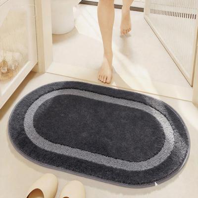 Alfombra de Baño Ovalada, Alfombra de Baño Suave de Microfibra Altamente Absorbente, Felpudo Antideslizante de Felpa Esponjosa para Ducha Bañera Lavabo Entrada