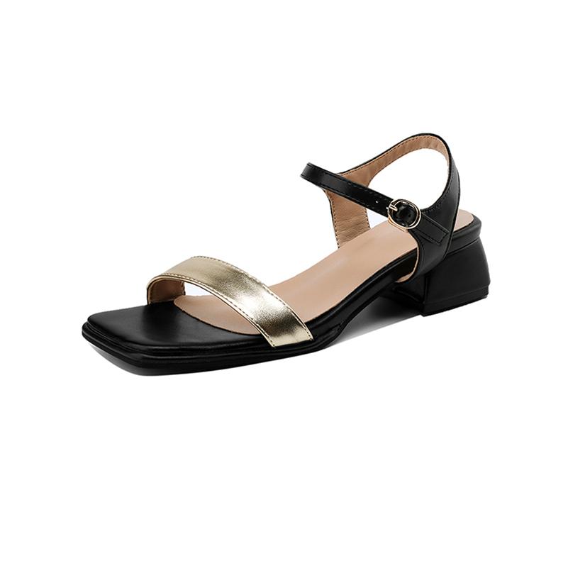 

Meotina Женские сандалии с квадратным носком, на толстом среднем каблуке, с пряжкой, разноцветные, женская модная повседневная обувь, лето, серебро, золото 43 33 золотой