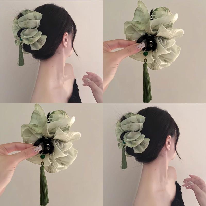 1 Stück Tinte und Tusche Stil Fransen Wolken Garn Haarnadel. Neuer Chinesischer Eleganter Mode Haifisch-Klip. Haarschmuck für den Alltag, Reisen und Partys