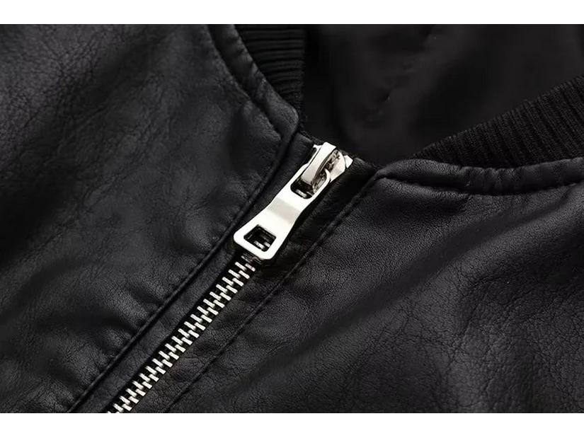 Y2KPU Slim Fit Stand Collar Biker Bomber Jacket - 2023 Autumn Collection