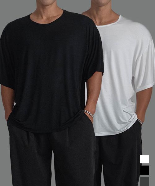 Ballianteu 2-Pack Oversized Modal Silket U-Neck Short Sleeve T-Shirt