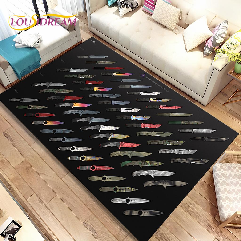 CS,knife,Swiss Knife Sword Games Area Rug,Carpet Rug for Home Living Room Children Bedroom Sofa Doormat Decor,Non-slip Floor Mat