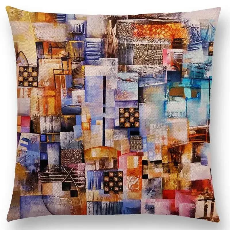 New Gorgeous Abstract Art Painting Mysterious Color Vortex Fantasy Geometry Retro Cushion Cover Car Sofa Throw Pillow Case