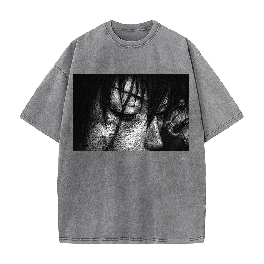 

Trendy Anime Jujutsu Kaisen T Shirt Zenin Maki Vintage Washed T-shirt Men Clothing Summer Short Sleeve Loose Cotton Tees Tops S серый