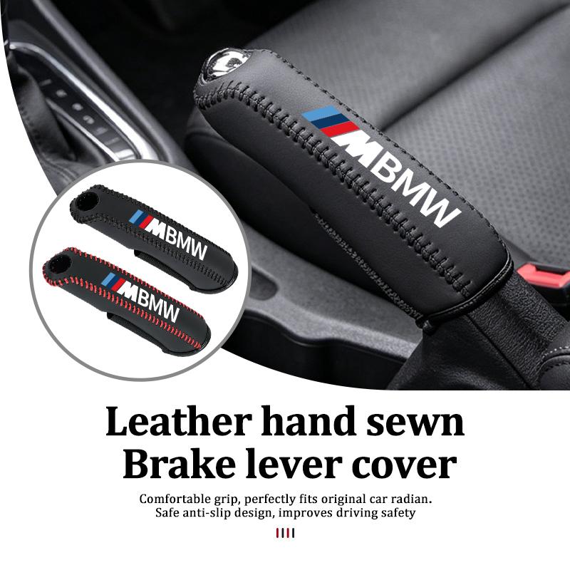 WSQK5 Leather Car Handbrake Cover Non-slip Brake Brake Protector Sleeve For BMW Performance M E87 E30 E46 E28 F35 G20 E93 F20 X3 X
