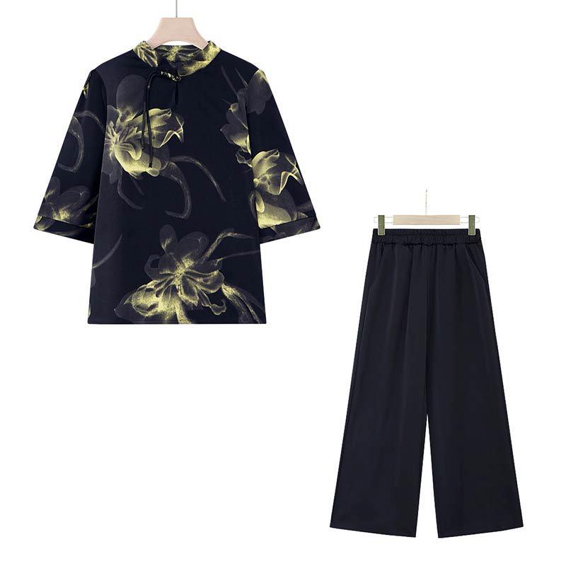 Mom's 2025 New Chiffon Suit: Chinese-Style Age-Reducing Two-Piece for Middle-Aged & Elderly Women