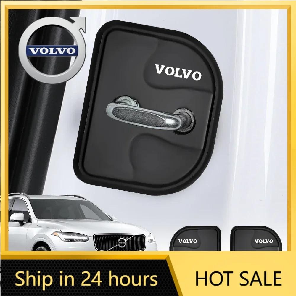 2026 New For Volvo Emblems 2/4Pcs Car Door Lock Buckle Silicone Protective Cover for Volvo Rdesign XC60 XC90 V40 V50 V60 S60 S80