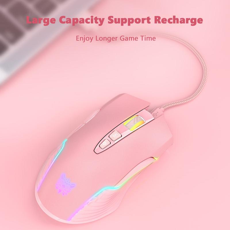 ONIKUMA Wireless 2.4G USB Game Mouse RGB Golwing 3000 DPI Gaming Mice Large Capacity Battery Mouse For Game Office Comfortable Hand-Feeling