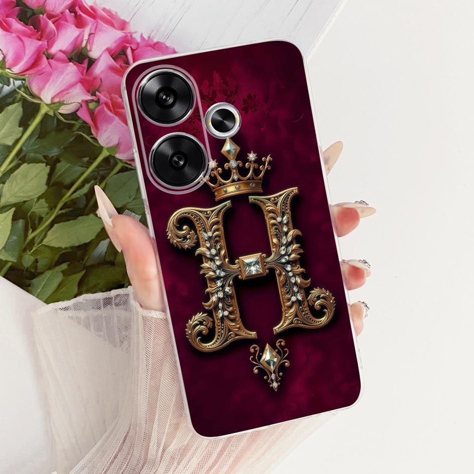 For Xiaomi Poco F6 Case Retro Crown Letters Soft Silicone Couple Phone Cases For Xiaomi Redmi Turbo 3 Fundas Note 13 Turbo Shell