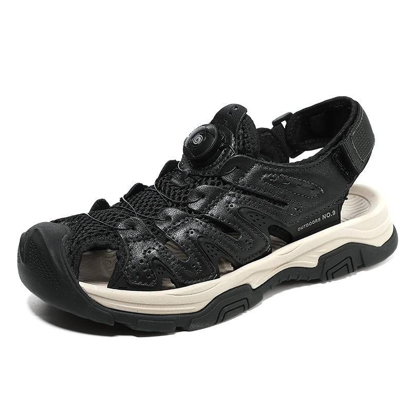 Summer Men Casual Leather Sandals Outdoor Antiskid Walking Sandals for Men New Breathable Waterproof Beach Shoes Plus Size 38-46