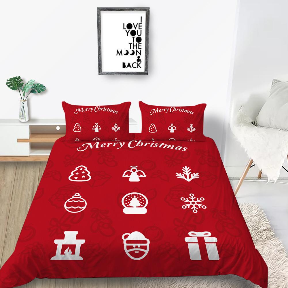 Christmas Gift Quilt Cover Pillowcase Two Or Three-Piece Set Digital Printing Polyester Cartoon Series