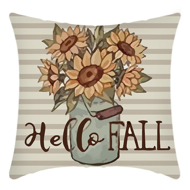 New Thanksgiving Series Pillow Cover Letter Sunflower Print Cushion Home Sofa Cushion Cover