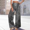 Women Summer Boho Palazzo Pants High Waist Wide Leg Printing Casual Trousers With Pockets