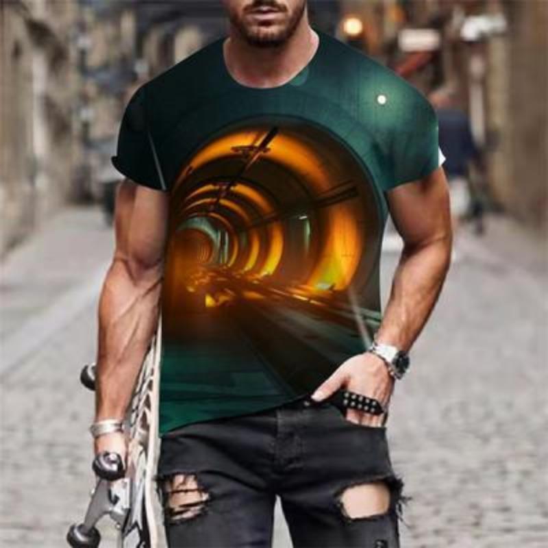 Herr 3D-tryckt kortärmad T-shirt Casual Sportmode Sommar Utomhus T-shirt