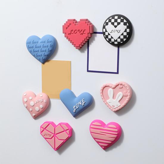 4Pcs Fridge Magnets Three-dimensional Heart-shaped Creative Styling Strong Adsorption Multiple Use Home Decor Lovely Color Heart Creative Magnetic