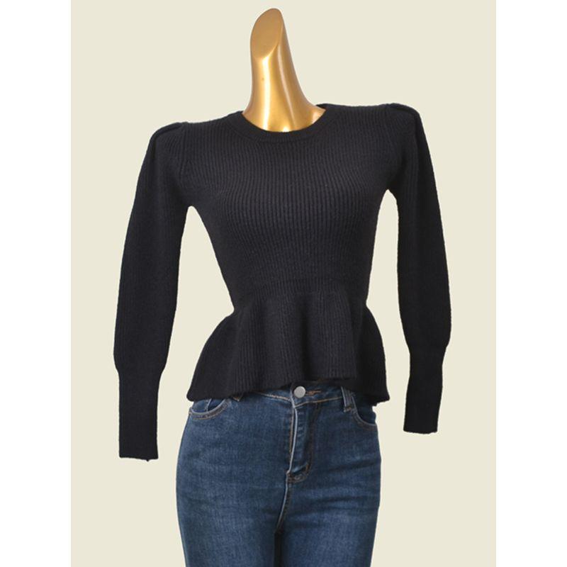 French Style Cover Belly High Waist Core-Spun Yarn Thermal Bottoming Shirt Silm Slim Looking Sexy Knitting Bottoming Shirt