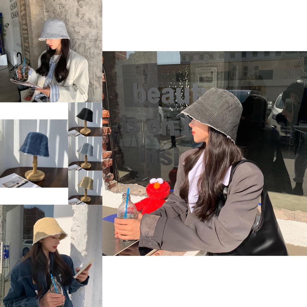 Trendy 2021 Washed Denim Bucket Hat For Women Youthful Style Wide Brim Sun Protection