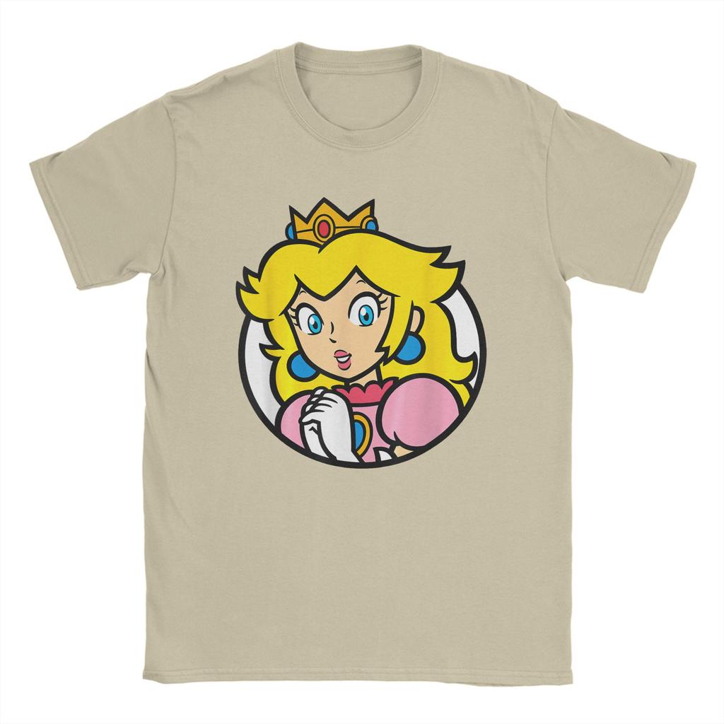Men Super Marios Bros Princess Peach T Shirts 100% Cotton Clothes Funny Short Sleeve Crewneck Tees Adult T-Shirts