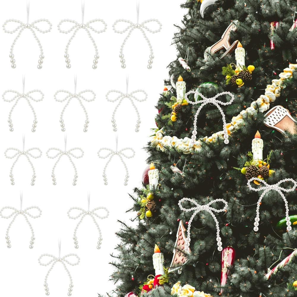 

12PCS Pearl Bowknot Christmas Tree Decoration Hanging Decoration Scene Decoration S-12PCS