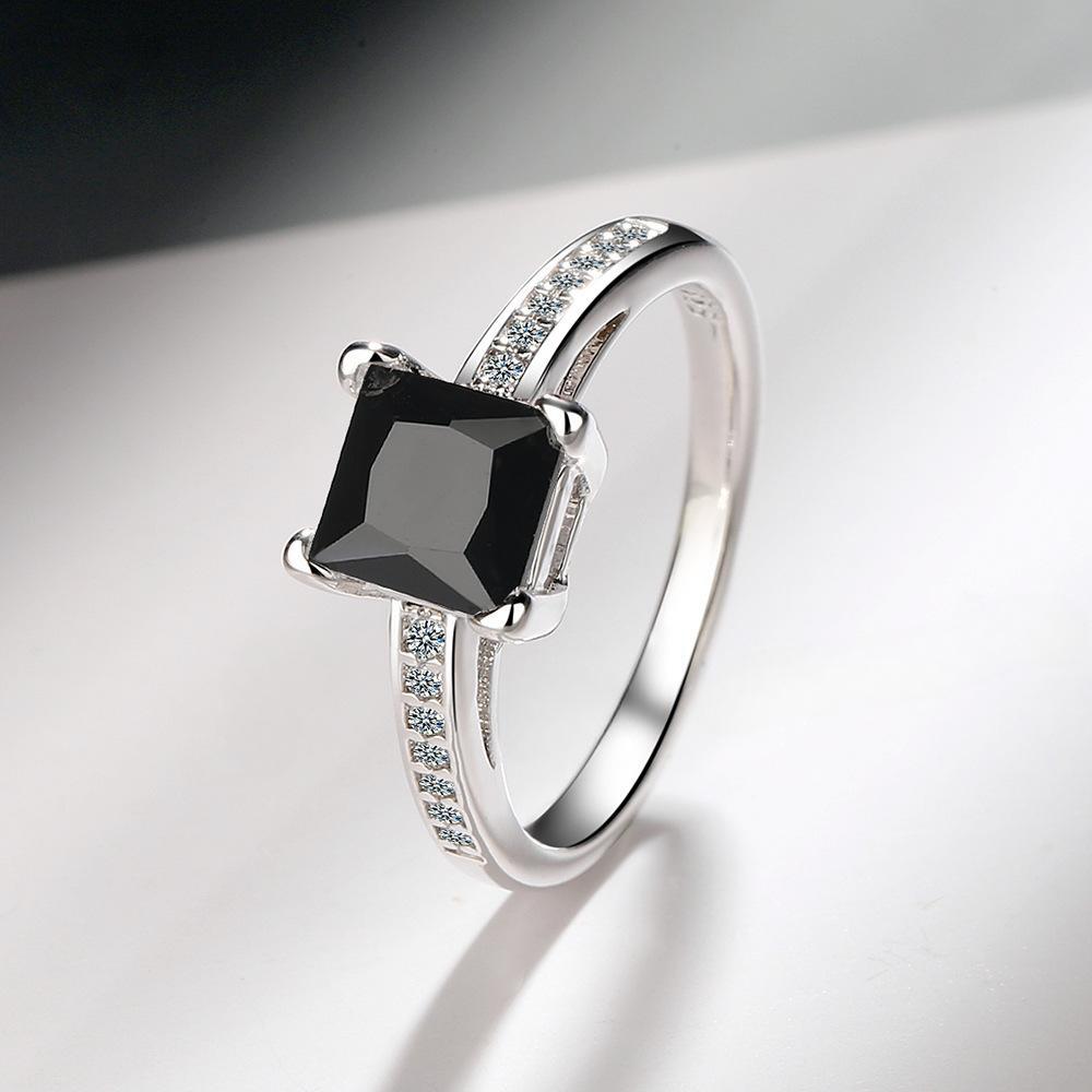 POMOiii Four Prong Square Zircon Ring Jewelry Wedding Party Gift
