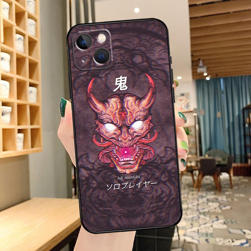 Oni Hannya Demon Mask Phone Case For iPhone 16 17 Pro Max 14 13 12 11 15 Pro Max mini 15 16 Plus 16e 17 Air Cover