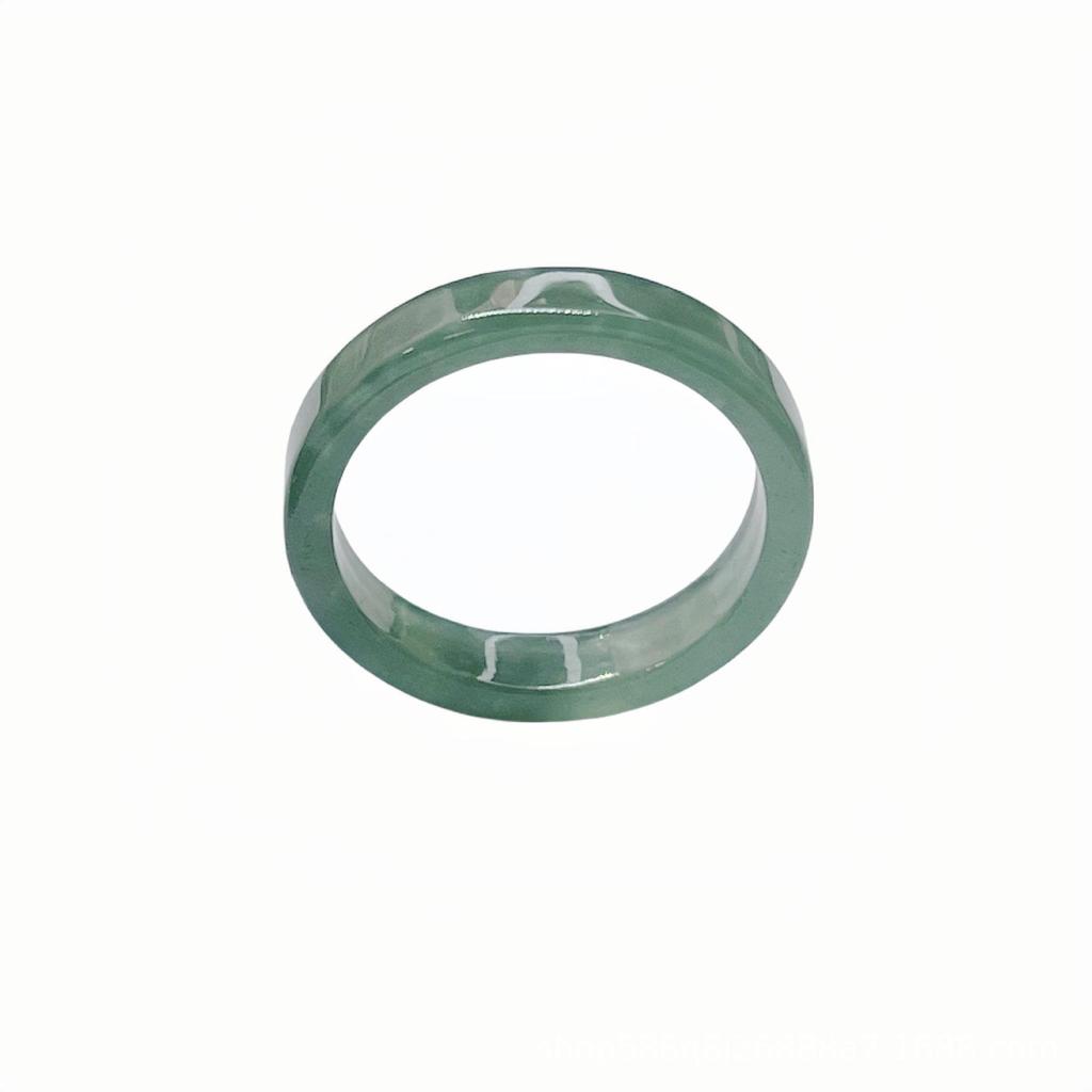 Natural A-Grade Burmese Blue Water Jade Ring with Scattered Flowers Design