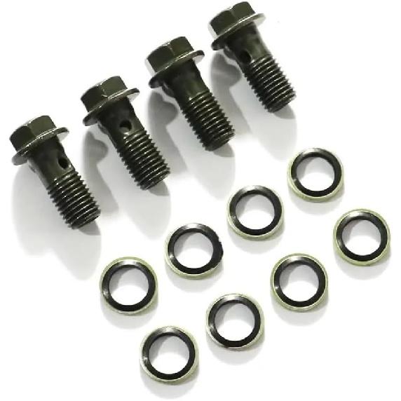 Fit For Motorcycle Parts Motor Oil Cooler Adapter Fittings Screw Brake M8/M10 Screws With Gasket Oil Cooler Line Bolts Screws(M8)