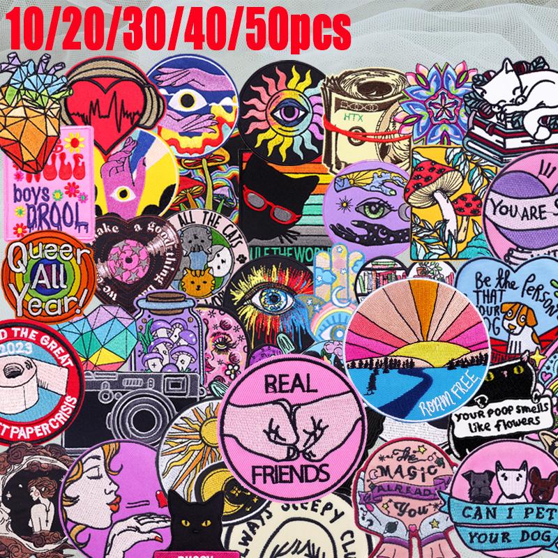 10 /20 /30 /40 /50pcs Random Mixed Cartoon /Outdoor Embroidery Patches On Jackets Diy Iron On Patches For Clothing Sew Applique