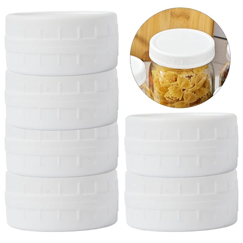 12Pcs Reusable 70mm/86mm Plastic Mason Jar Lids for Wide Mouth Jar Seal Bottle Cover Spout Lid Good Seal Kitchen Tool