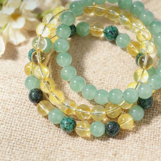 Healing Gemstone Wristband 3 Pcs Natural Bracelet, 8MM Round Beads Faux Crystal Jewelry for Meditation Stretch Handmade Spiritual Gift Women