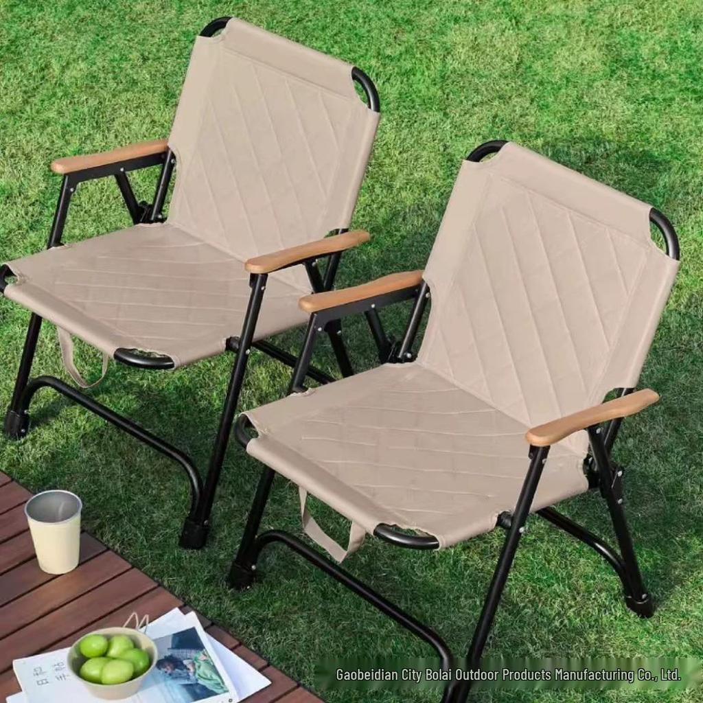 Kermit Outdoor Folding Chair - Portable Carbon Steel Camping/Fishing Chair with Thickened Backrest
