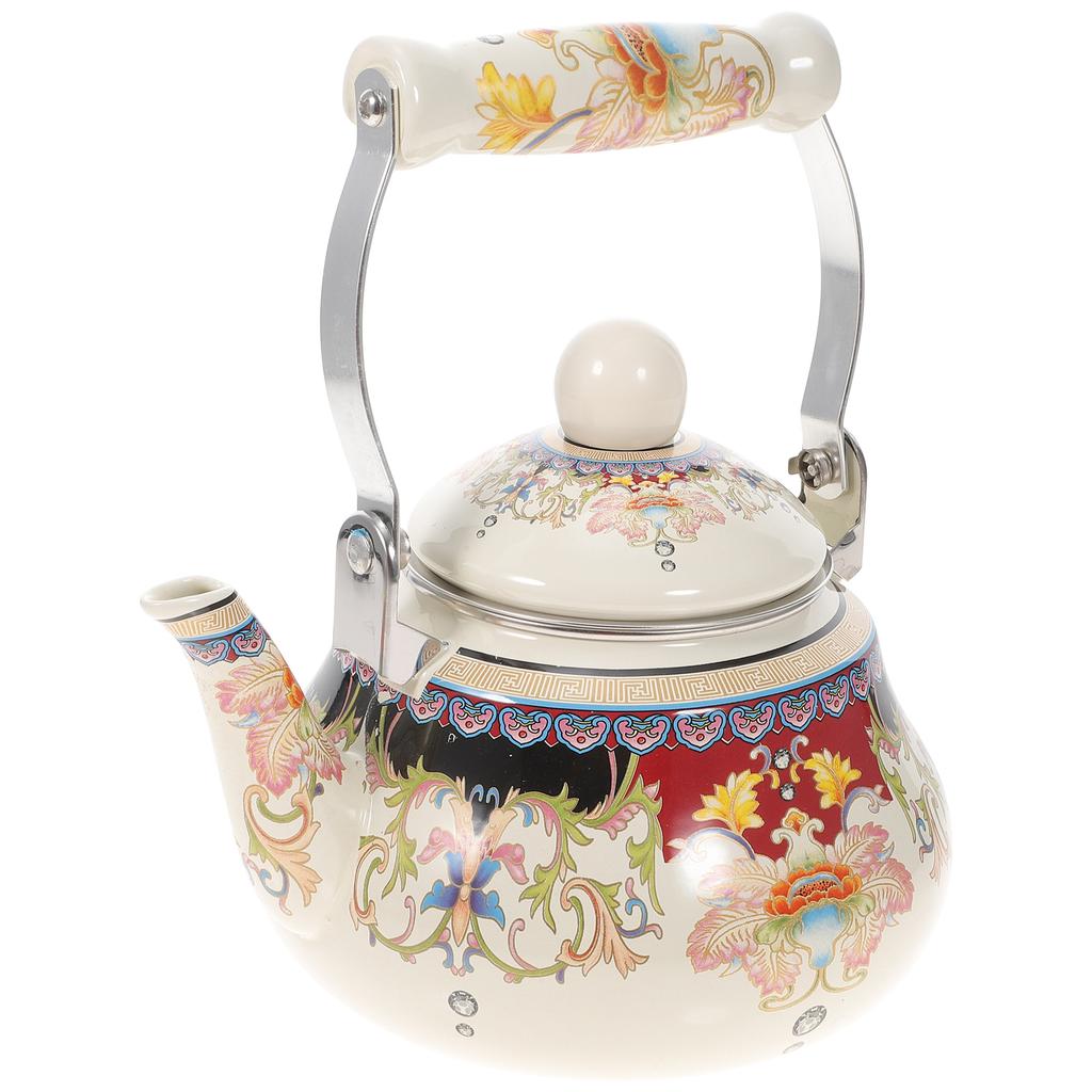 Enamel Teapot Vintage Retro Water Boiling Pot Camping Jug Stove Kitchen Restaurant Office Kettle Coffee Tea House Teapot
