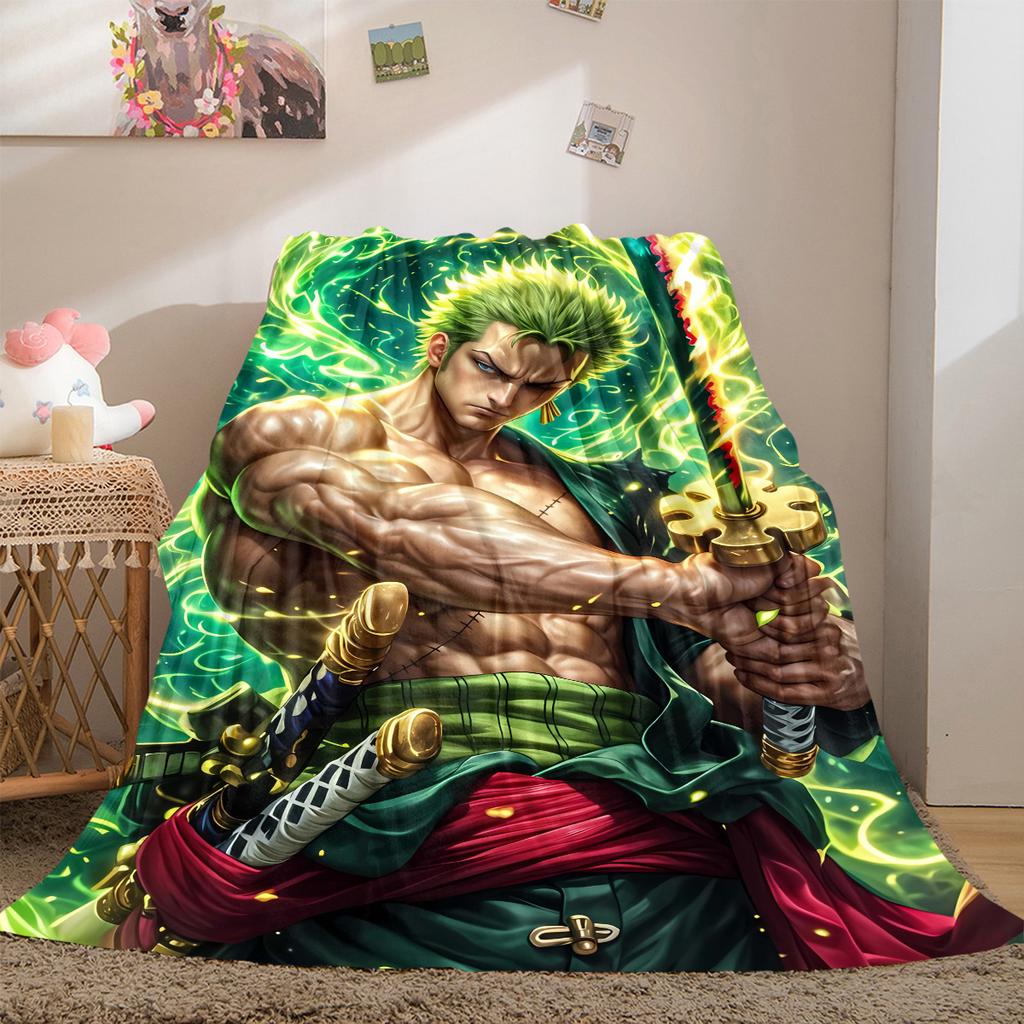 Zoro One Piece Print Blanket Warm Comfortable Flannel Cover For Bedrooms, Sofas, Beds, Chairs LXR166