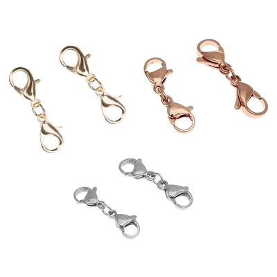 10 peças pequeno extensor de pulseira colar encurtador fecho pulseira colar extensor duplo lagosta fecho extensor