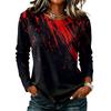 Women's Casual Long Sleeve Halloween Print Top, Round Neck Blouse for Fall Daily Wear