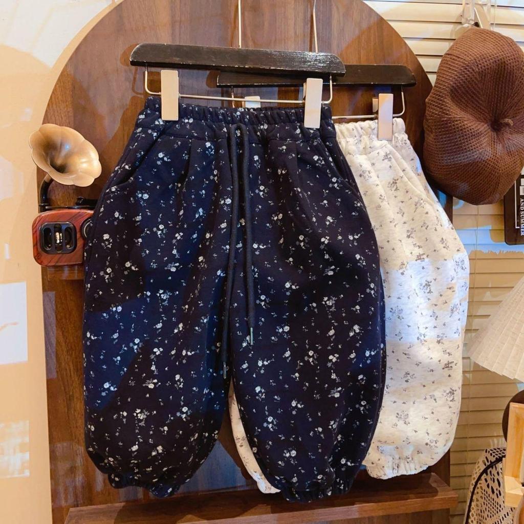 Girls' Floral Autumn Sweatpants: Korean Style Casual Long Pants for Baby and Toddler - Versatile and Stylish.