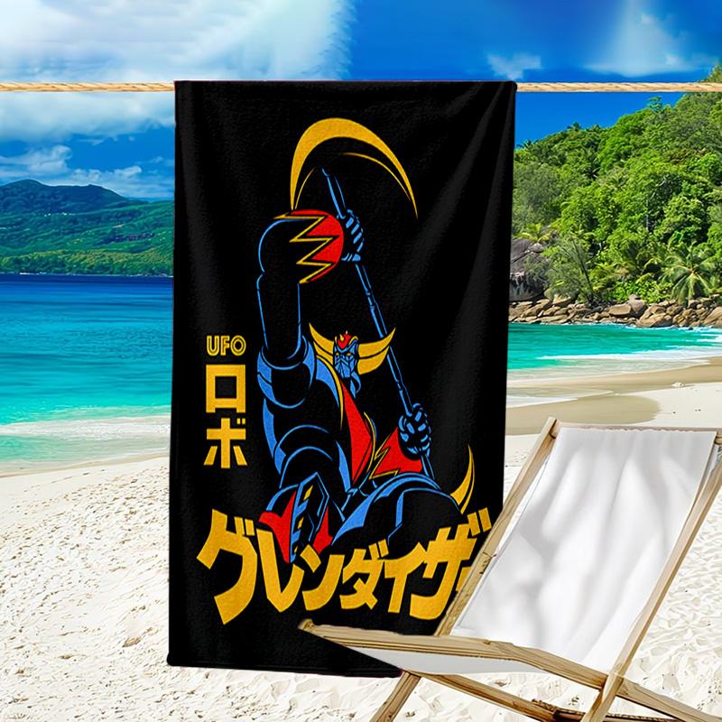 1pc UFO Robot Grendizer2 Beach Towel, Beach and Seaside Swimming Pool Equipment, Fashion Pattern, Rectangular, Travel Essentials