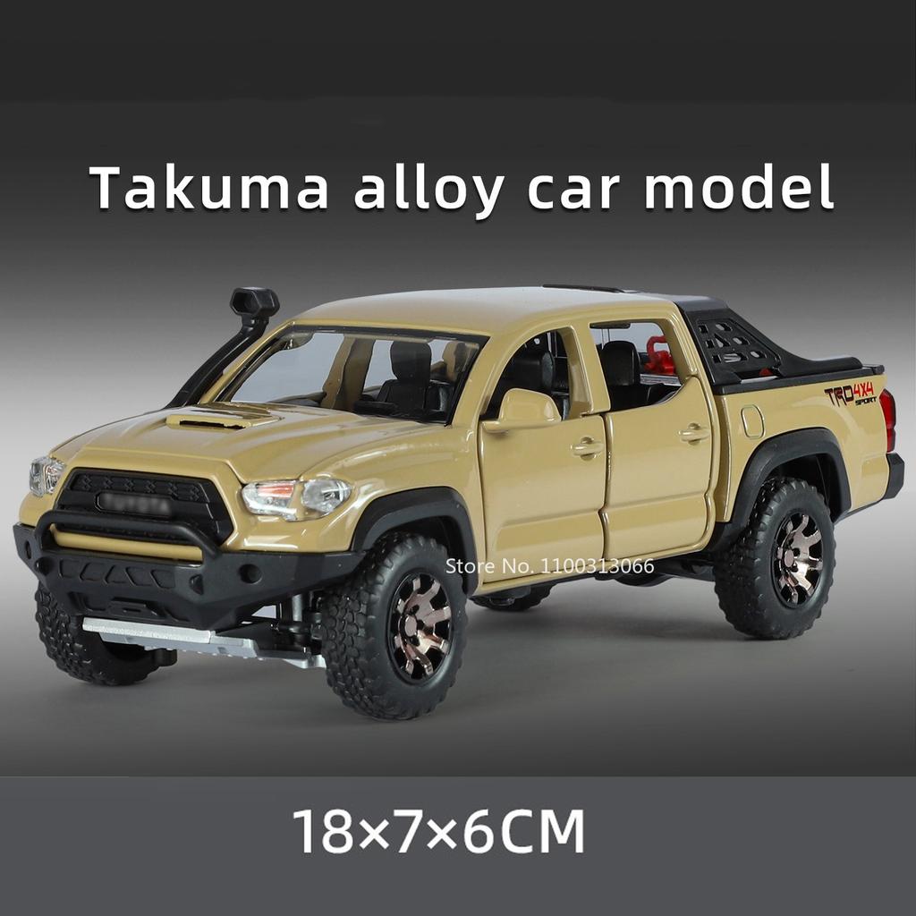1:32 Alloy Tacoma Toys Diecast Models Cars with Light Music Pull Back Miniature Car Rubber Tires Vehicles for Kids Xmas Gifts