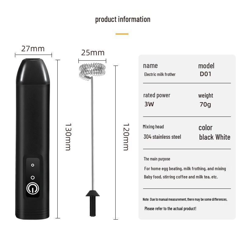 

Электрический ручной вспениватель молока и взбиватель яиц из нержавеющей стали D01 New Dual Spring Black