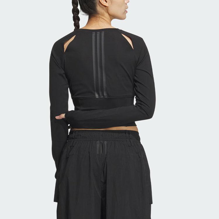 Adidas Long Sleeve Top With Logo And Cut-Out Design Women Tops Black JJ1588