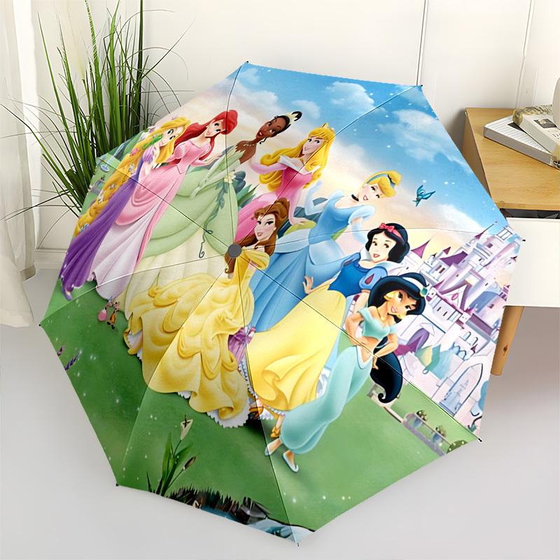 

Princesses Castle Themed Automatic Opening and Closing Umbrella, Brightly Colored 8-rib Portable Umbrella, Suitable for Men and Women, A Perfect Gift