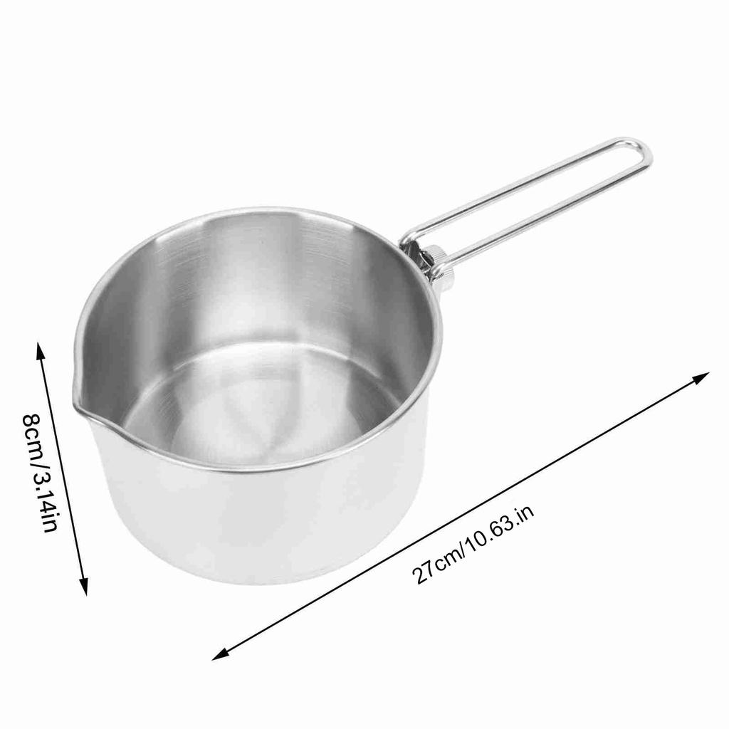 Camping Pot 304 Stainless Steel Portable Camping Kettle with Foldable Handle for Picnic Hiking 1L
